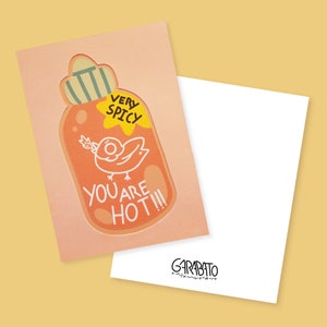 Sie sind heiße Valentinstag handgemachte 3D-Karte | Würzige Karte | Hot Sriracha Geschenk | Liebe Briefpapier | Jubiläumsgeschenk | Hot Sauce Druck