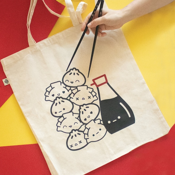 Cute Dumpling Tote Bag Cute Gyoza Bag Cute Dumpling Bag Dumpling Lover Soy Sauce Print Dumpling Art Dumpling Bag dumpling Print Etsy