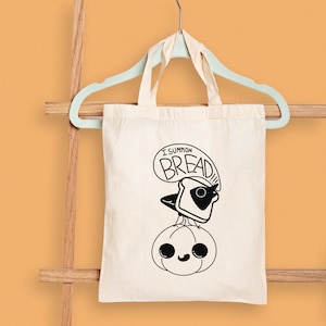 Hungry Raven Tote Bag | Crow Halloween Print | Canvas Tote Bag | Boo Basket |  Halloween Shopping Bag | Crow art | Cute Spooky