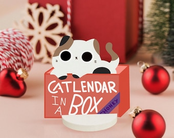 2025 Cat-lendar In A Box , Desk Calendar Cat , New Year Calendar, Cat Stationery , Cat Gift, Gift Cat Lover Cute Cat Print , Calendar Japan