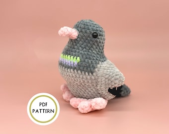 Plush Pigeon Crochet Pattern, Pedro the Pigeon Amigurumi PDF Pattern by Crafty Bean Crochets