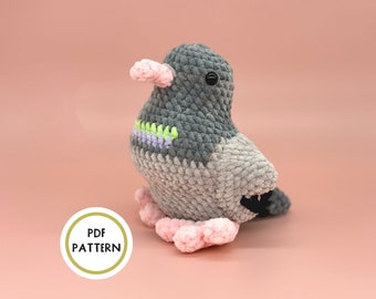 Modello PDF con piccione di peluche, modello PDF Pedro il piccione Amigurumi di Crafty Bean Crochets