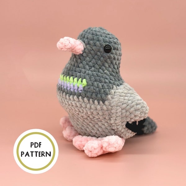 Plush Pigeon Crochet Pattern, Pedro the Pigeon Amigurumi PDF Pattern by Crafty Bean Crochets