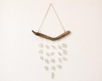 Seeglas, Treibholz, Wandbehang/Windspiel/Sonnenfänger - Handgemacht in Schottland