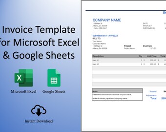 Microsoft Excel Invoice Template Basic User Friendly Small Business Use