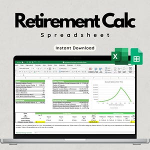 Retirement Savings Calculator for Microsoft Excel & Google Sheets (Green) - Financial Planner/Compound Interest Calculator