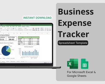 Business Expense Tracker Spreadsheet (2025) - Expenses, Mileage Log, Cell Phone, Home Office Tax Deductions - Microsoft Excel/Google Sheets