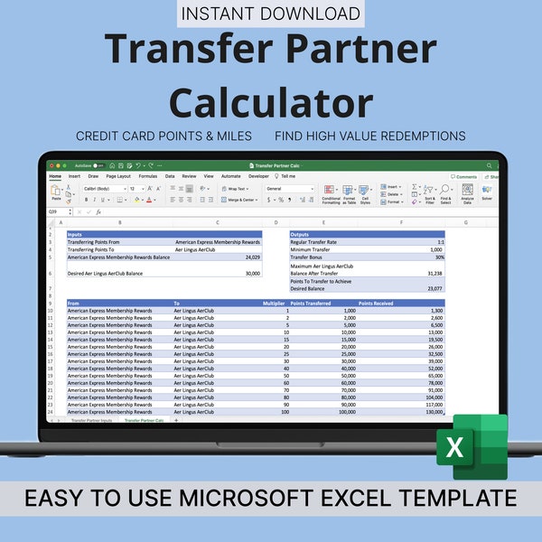 Transfer Partner Rechner für Travel Hacking - Kreditkartenpunkte & Meilenstein Transfer Berechnungen - Bonus Transfer Punkte