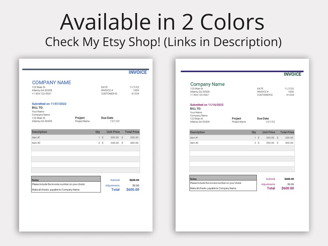 Invoice & Receipt Templates for Microsoft Excel/google Sheets ...