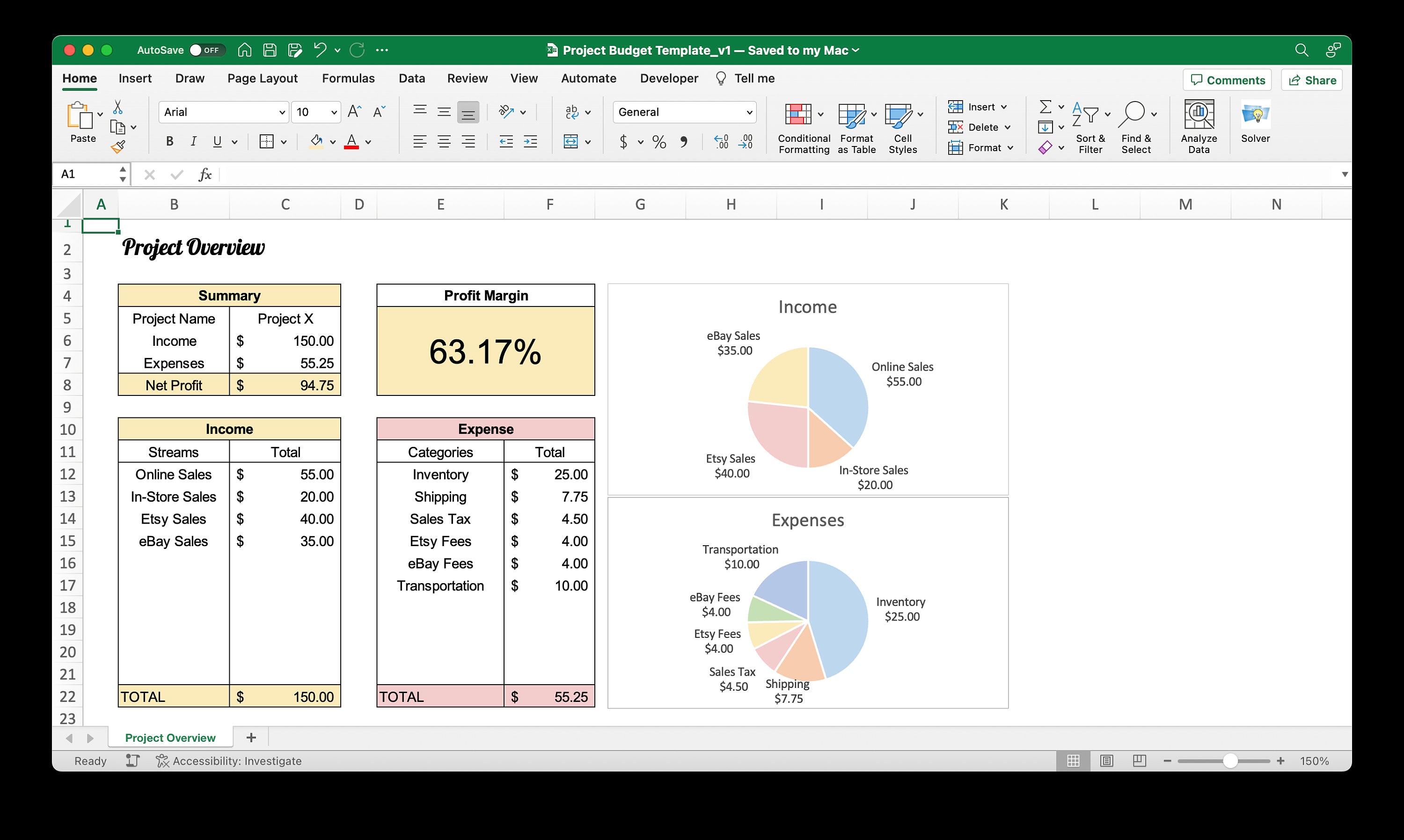Project Budget Template Microsoft Excel/google Sheets Compatible, Track ...