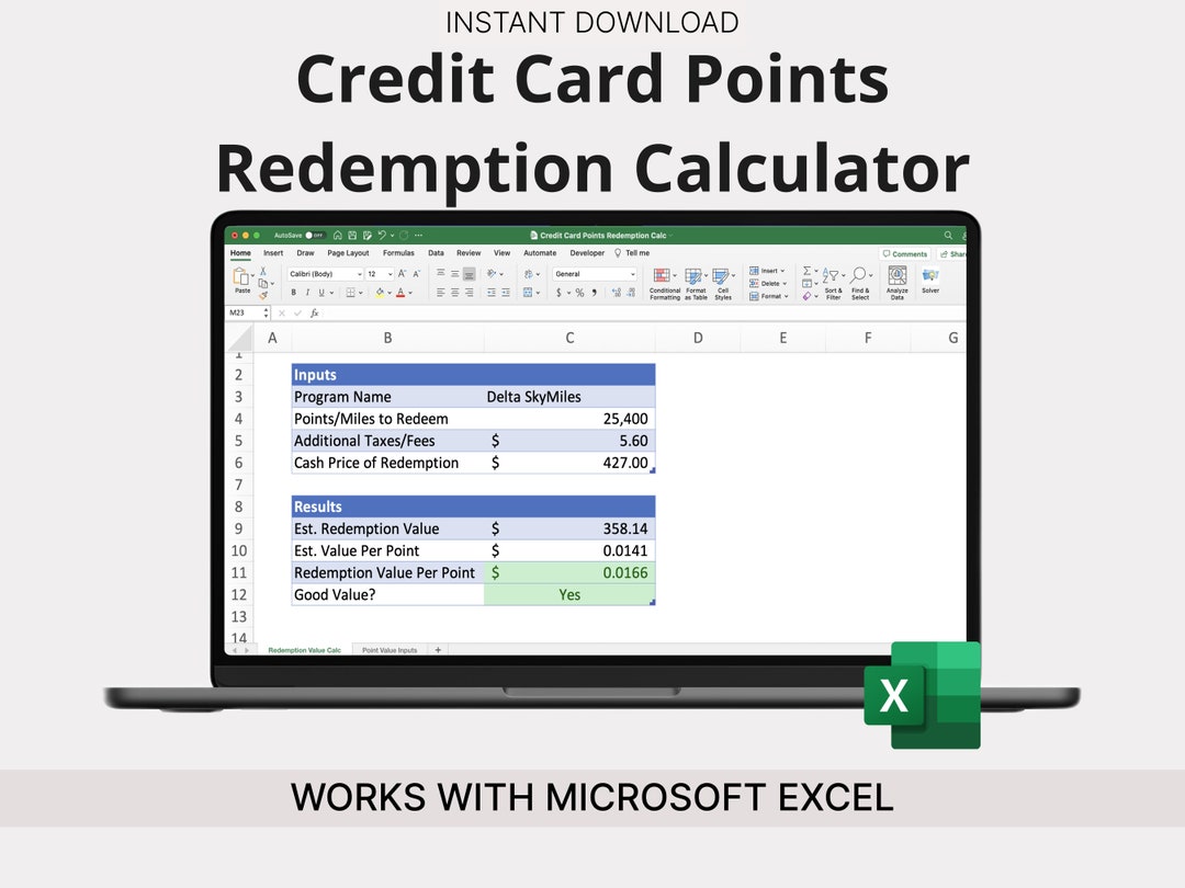 Credit Card Points Redemption Calculator Travel Hacking Etsy