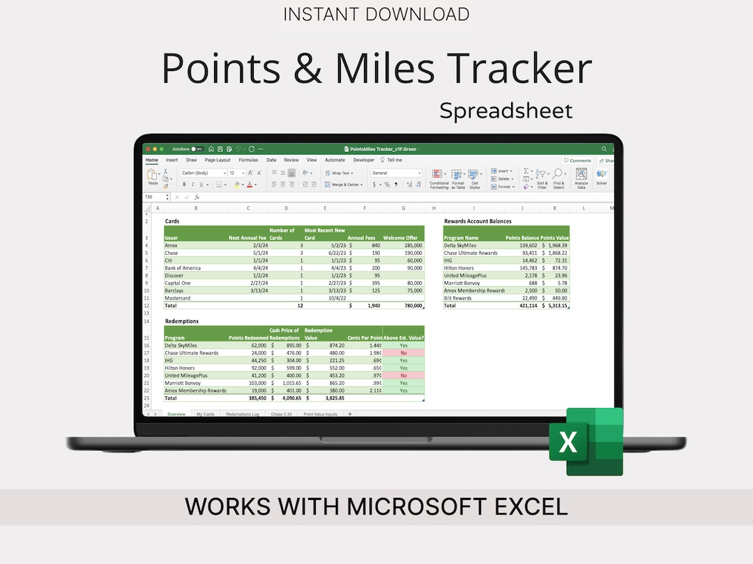 Points & Miles Tracker - Travel Hacking Spreadsheet - Optimize ...