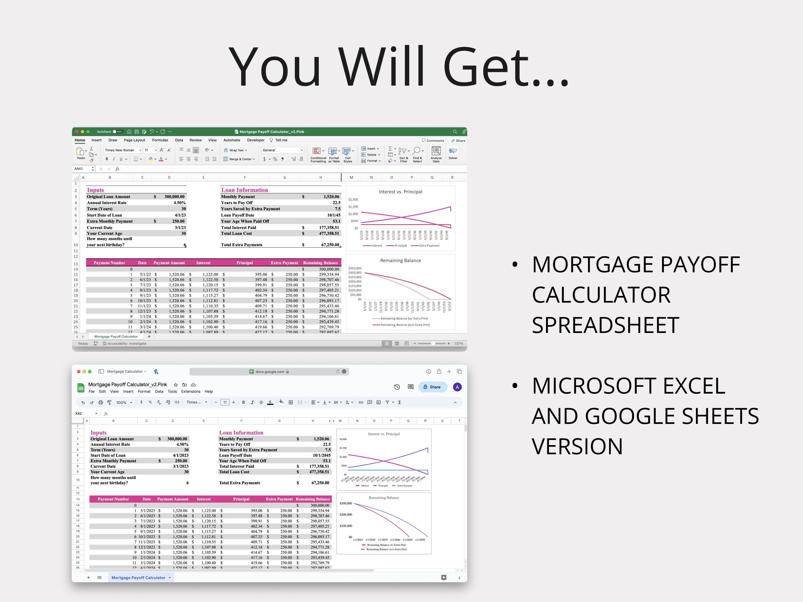 Mortgage Payoff Calculator Spreadsheet pink Mortgage Tracker for