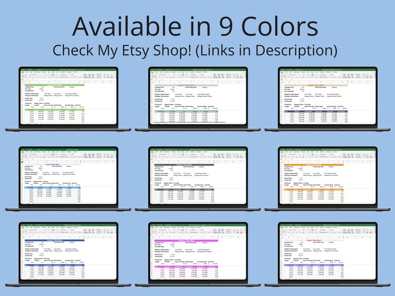 Monthly Timesheet Template for Microsoft Excel & Google Sheets (pink ...