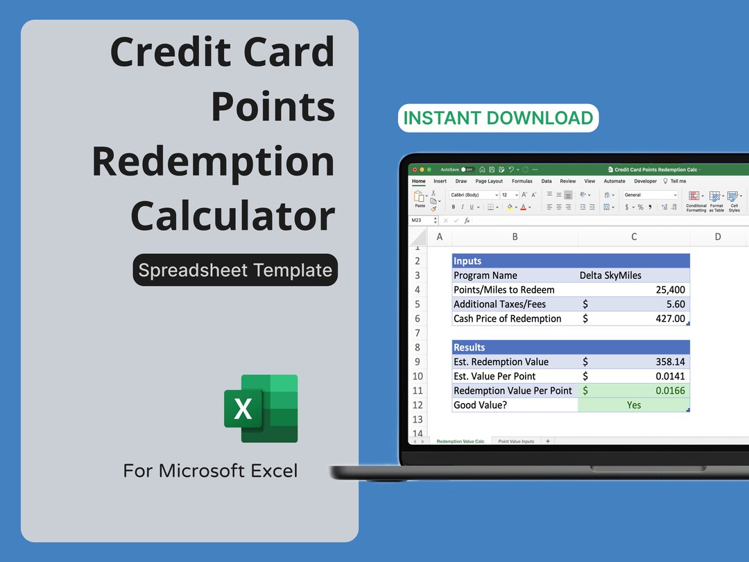 Credit Card Points Redemption Calculator Travel Hacking Etsy