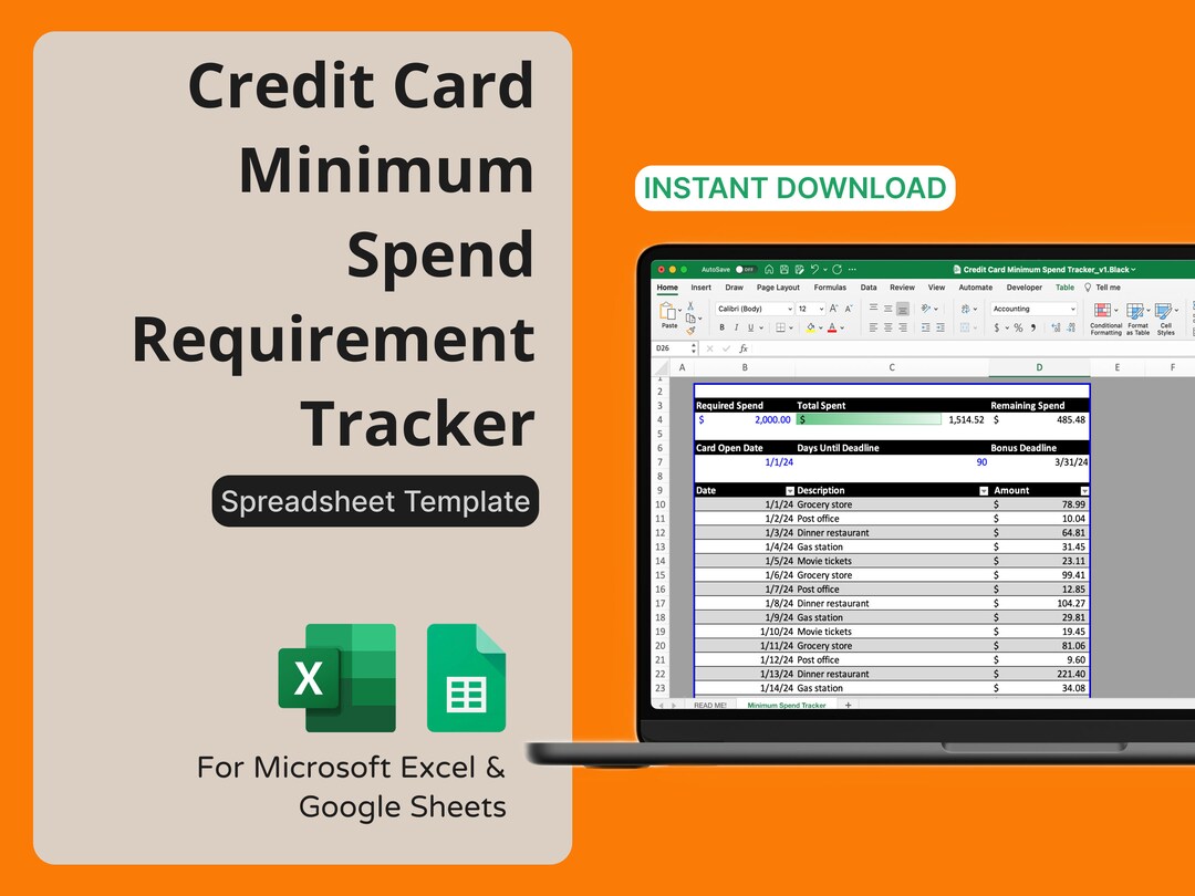 Credit Card Minimum Spend Requirement Tracker - Credit Card Points ...