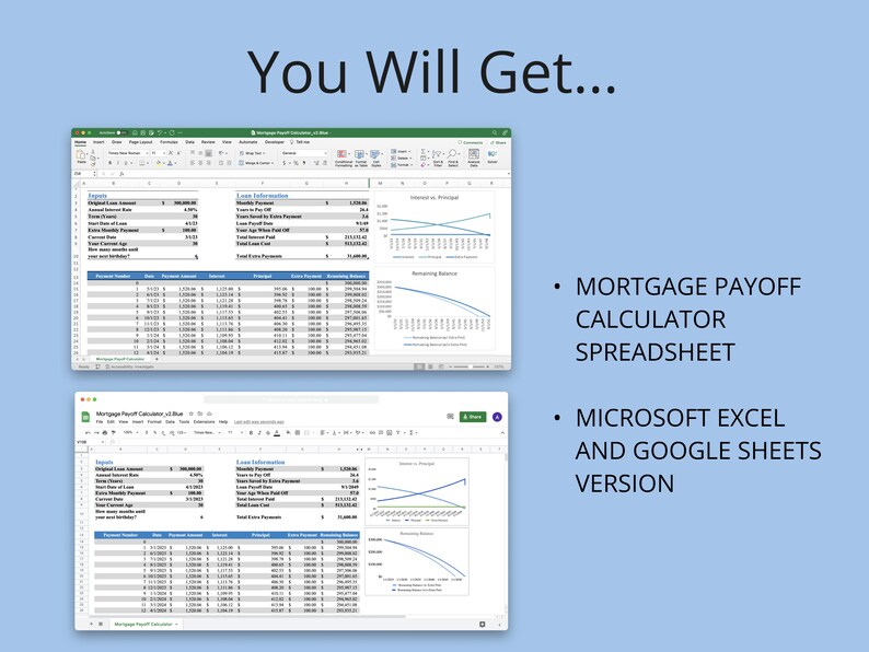 Mortgage Payoff Calculator Spreadsheet blue Mortgage Tracker for