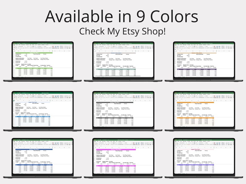 Monthly Timesheet Template for Microsoft Excel & Google Sheets (blue ...