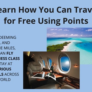 Peut inclure: Apprenez comment voyager gratuitement en utilisant des points d'h&ocirc;tel et de compagnie a&eacute;rienne.  Voyagez en classe affaires et s&eacute;journez dans des h&ocirc;tels de luxe partout dans le monde.  L'image montre l'int&eacute;rieur luxueux d'un avion avec une bouteille de champagne et des verres sur une table, et une vue sur une &icirc;le tropicale depuis une fen&ecirc;tre d'avion.