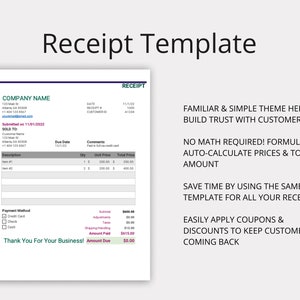 Invoice & Receipt Templates for Microsoft Excel/google Sheets ...