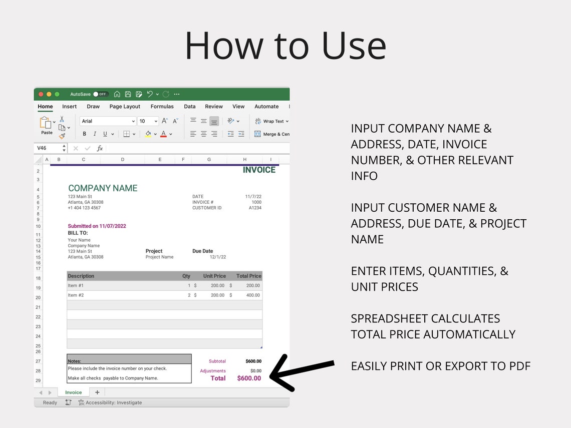 Invoice & Receipt Templates for Microsoft Excel/google Sheets ...