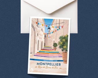 Carte postale illustrée de Montpellier