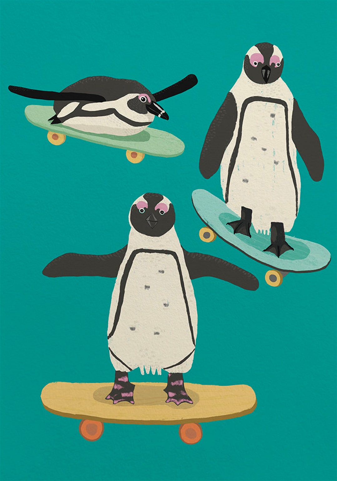 Penguins, Wall Art, Animal Illustrations, Digital Prints, Fun Art, 8x10