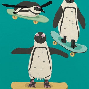 Penguins, Wall art, Animal illustrations, Digital prints, Fun Art, 8x10 prints, Digital download