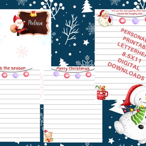 Personalized Printable Christmas Stationery, Festive,christmas Letter ...