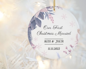 First Christmas Married Ornament Newlywed Gift Mr & Mrs Christmas Ornament Personalized Mr Mrs Wedding Gift Keepsake