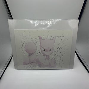 Mewtwo Watercolor Illustration