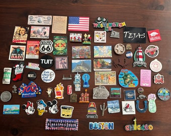 Vintage International and USA Souvenir Travel Refrigerator Magnets. Countries, States, Cities Sites  in Europe, North America, South America