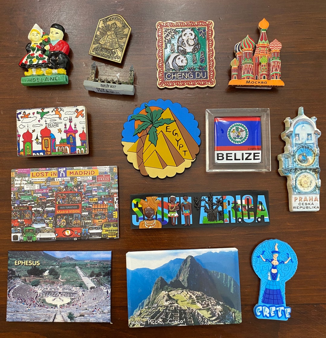 International Destinations Vintage Souvenir Travel Refrigerator