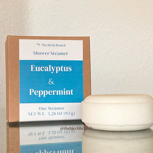 Eucalyptus Peppermint Shower Steamer - One puck with essential oils and menthol crystals for a fresh, peaceful aroma shower