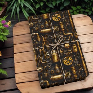 Steampunk Wrapping paper Steampunk Gift wrap Machinery Wrapping paper Factory Pipes gift wrap Industrial wrapping paper Industrial wrap K3