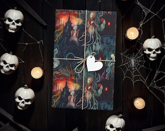 Witch Gothmas wrapping paper Creepy wrapping paper, Horror wrapping paper, Goth wrapping paper, witchcraft gift wrap, Death metal gift wrap