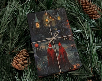 Creepy wrapping paper Goth wrapping paper Spooky wrapping paper Witch wrapping paper Witch gift wrap Witchy wrapping paper Occult gift wrap