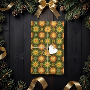 Retro 70s Christmas Wrapping Paper, Vintage Starburst Gift Wrap for Winter Weddings, Holidays, Birthdays, Christmas, or Xmas Gatherings K6