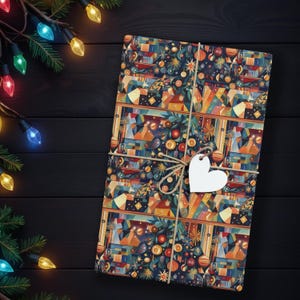 Retro Geometric Christmas Gift Wrap, Modern Colorful Holiday Wrapping Paper for Artists, Teens, Designers, Creative Gift Givers K6