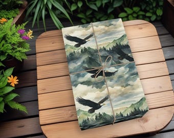 Papier cadeau aigle, Papier cadeau animaux, Papier cadeau nature, Papier cadeau écoresponsable, Papier cadeau masculin K3