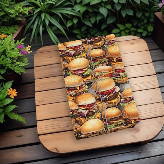 Cheeseburger wrapping paper, Foodie wrapping paper, Cheeseburger gift wrap, Burger wrapping paper, Foodie gift wrap, Burger gift wrap K3