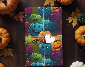 Pumpkin Gift Wrap Pumpkin Wrapping paper Halloween Wrapping Paper Halloween Gift Wrap Samhain Wrapping Samhain gift wrap eco gift wrap K3