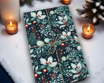 Xmas wrapping paper, Xmas Gift Wrap, Christmas wrapping paper, Christmas gift wrap, Berry wrapping paper, Winter berries gift wrap K6