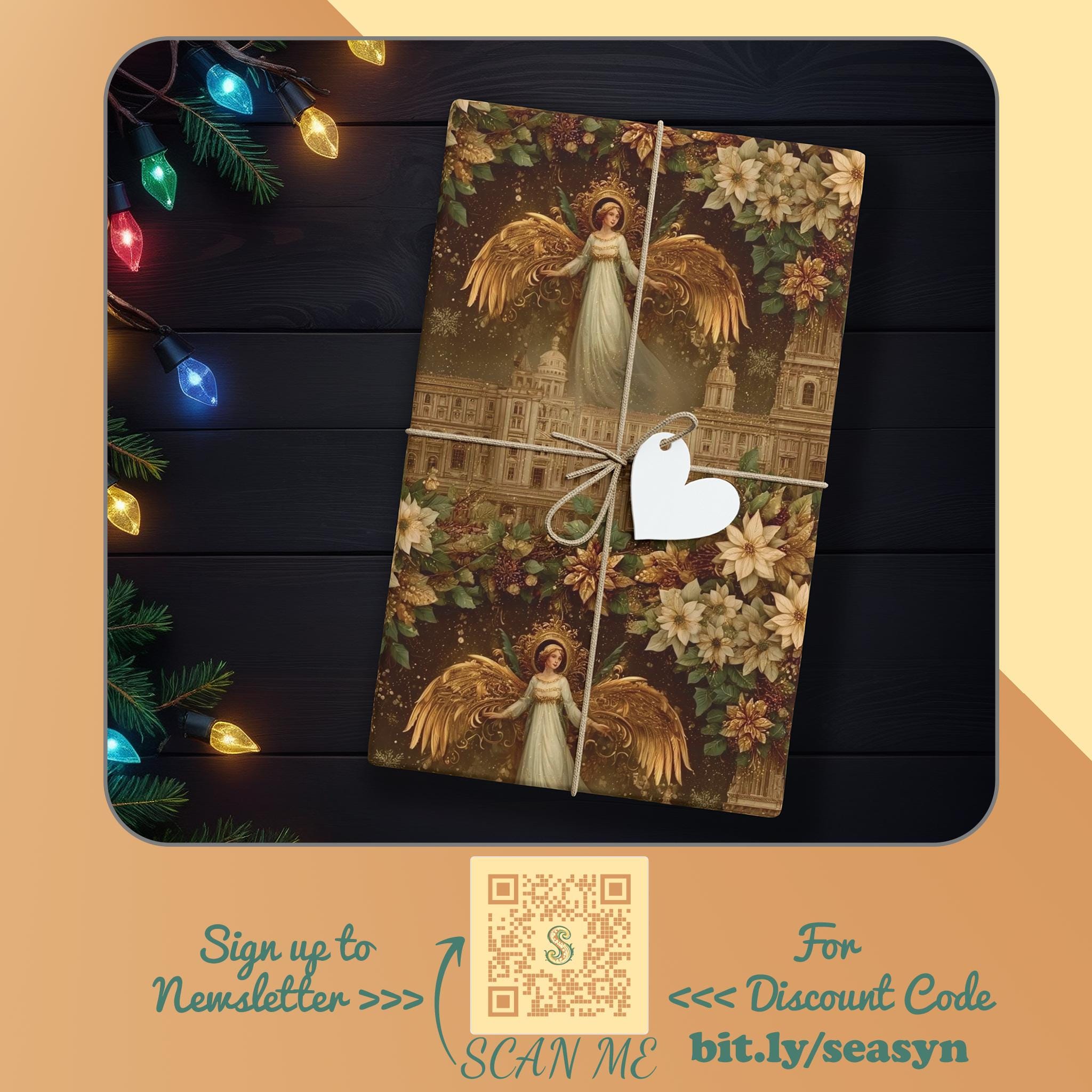 Vintage Christmas Wrapping Paper - 12 Sheet Retro Holiday Gift Wrap With Santa & Tree Patterns