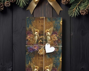 Carta da regalo con angelo del giardino della cattedrale celeste, carta da regalo natalizia regale K6