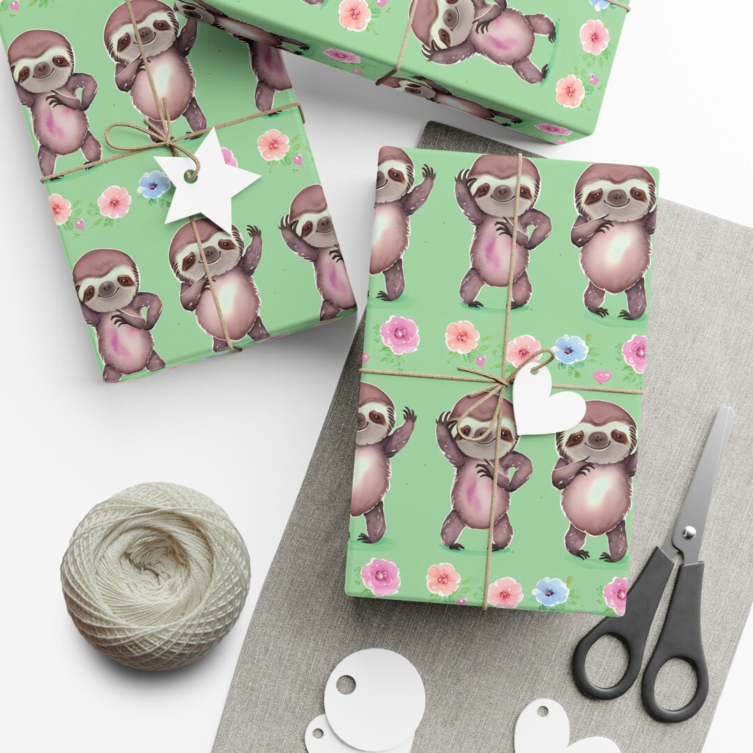 Sloth Wrapping Paper Baby Shower Sustainable Wrapping Paper Etsy