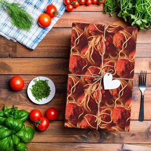 Papel de embrulho para presente de comida engraçada, papel de embrulho para presente de espaguete, papel de embrulho para espaguete, papel de embrulho para presente de espaguete e almôndegas, papel de embrulho para presente de aniversário, presente de Natal K3