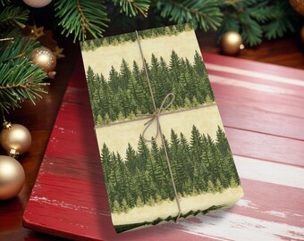 Papier do pakowania Vintage Forest, papier do pakowania prezentów Pine Tree dla mężczyzn, rustykalny papier do pakowania prezentów Woodland, zimowy papier do pakowania prezentów Outdoorsy Christmas K6