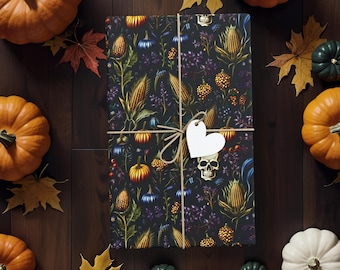 Papel de regalo Whimsigoth Papel de regalo Whimsigoth Papel de regalo gótico Papel de regalo de calabaza Papel de regalo de Halloween Papel de regalo de Halloween K3