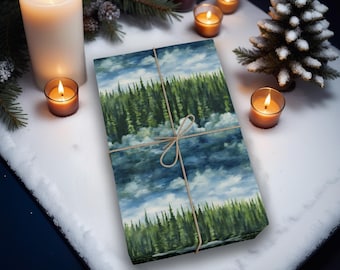 Pine tree gift wrap Xmas wrapping paper Xmas tree wrapping paper Christmas tree wrapping paper Christmas tree gift wrap Pine tree forest K3